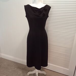 Vintage Jay Herbert of California Black Cocktail Dress w)Sequin Shoulder Spray
